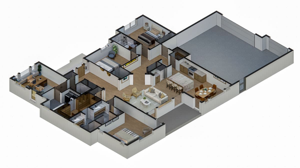 Plan 833007WAT: 3-Bed Modern Prairie Ranch House Plan with Home Office - 2616 Sq. Ft. - Image #23 - Modern, Prairie, Ranch