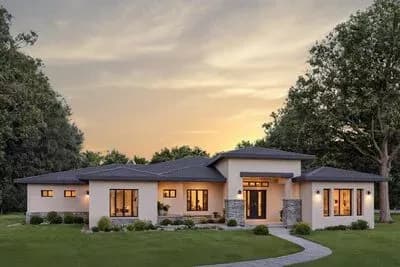 3-Bed Modern Prairie Ranch House Plan with Home Office - 2616 Sq. Ft.