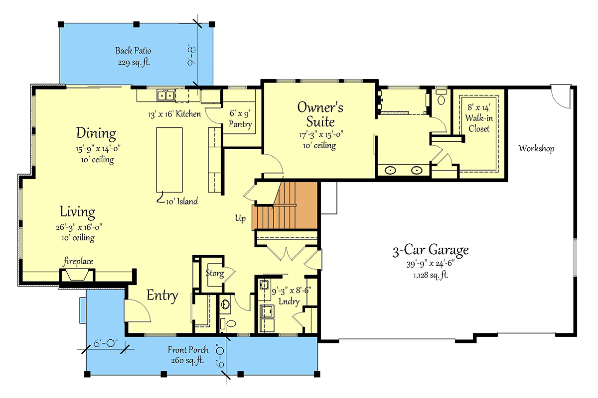 Plan 833011WAT: 4-Bed New American House Plan with Laundry on Both Floors - 3578 Sq Ft - Floor Plan - Main Level - Contemporary, New American