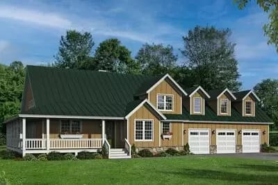 3-Bed Country House Plan with 3-Car Garage - 3000 Sq Ft