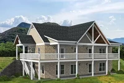 Country House Plan for a Rear Sloping Lot with 4 Bedrooms - 3308 Sq Ft