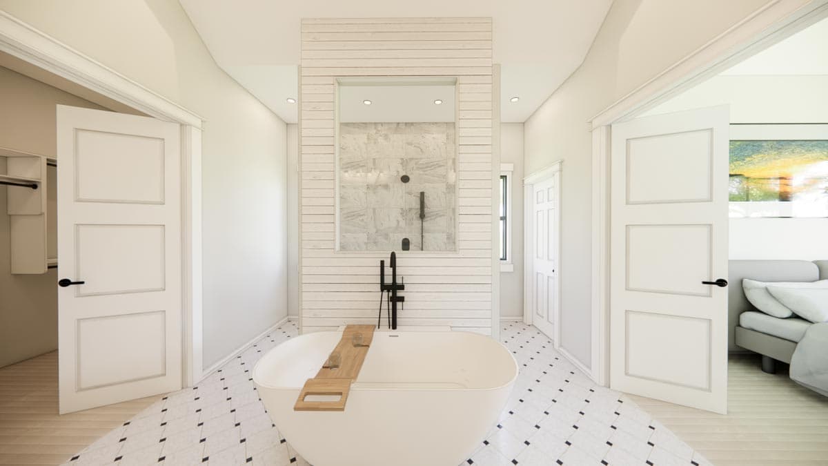 Plan 56543SM: 4-Bedroom Modern French Country House Plan with Private Master Wing - 2674 Sq Ft - Image #4 - Acadian, Country, European, French Country, New American, Traditional, Transitional