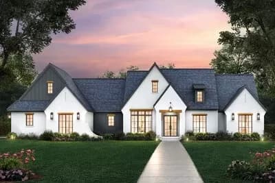 4-Bedroom Modern French Country House Plan with Private Master Wing - 2674 Sq Ft