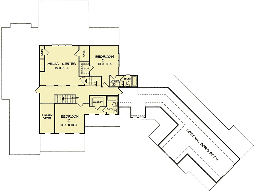 Plan 36007DK: Craftsman House Plan with Media Room - Floor Plan - 2nd Floor - Craftsman, Northwest, Traditional