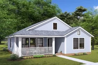 2-Bed 2-Bath Country Cottage-Style Home with Front Porch and Open Living Space