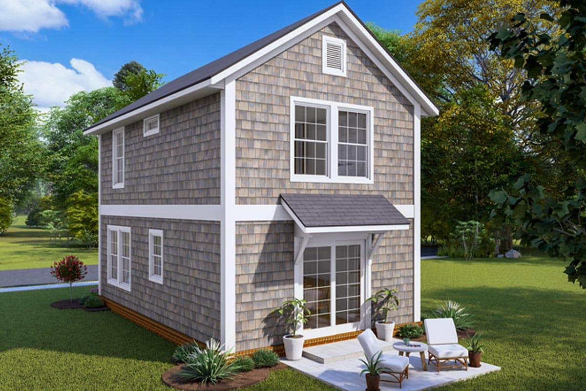 Plan 52340WM: 2-Story Shingled Cottage with 2 Upstairs Bedrooms - 896 Sq Ft - Image #4 - Cabin, Cape Cod, Coastal, Cottage, Country, Shingle, Traditional, Vacation