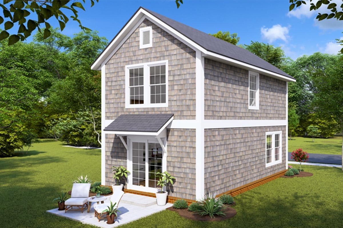 Plan 52340WM: 2-Story Shingled Cottage with 2 Upstairs Bedrooms - 896 Sq Ft - Image #5 - Cabin, Cape Cod, Coastal, Cottage, Country, Shingle, Traditional, Vacation