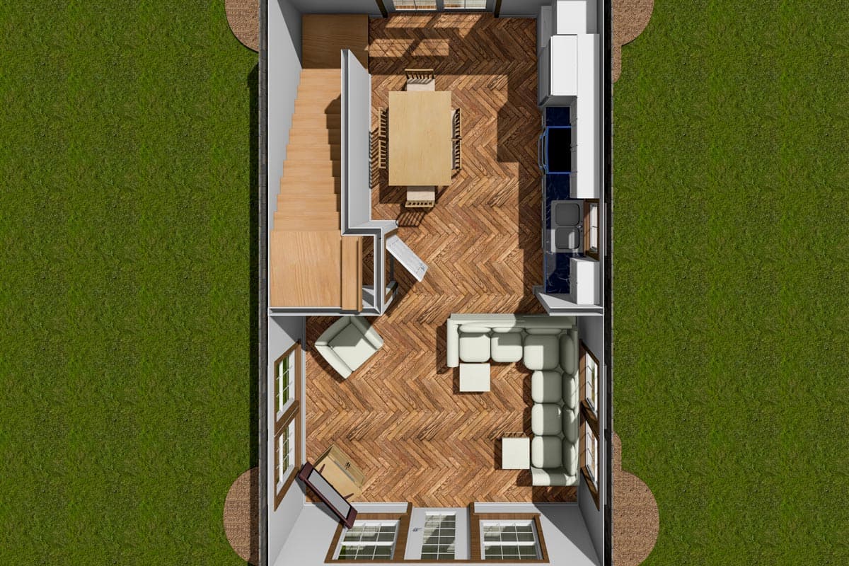 Plan 52340WM: 2-Story Shingled Cottage with 2 Upstairs Bedrooms - 896 Sq Ft - Image #7 - Cabin, Cape Cod, Coastal, Cottage, Country, Shingle, Traditional, Vacation