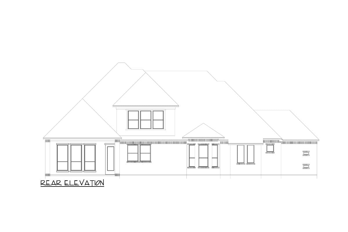 Plan 264044KMD: 4 Bed House Plan with Rounded Turret Covered Entry - 3260 Sq Ft - Image #4 - European