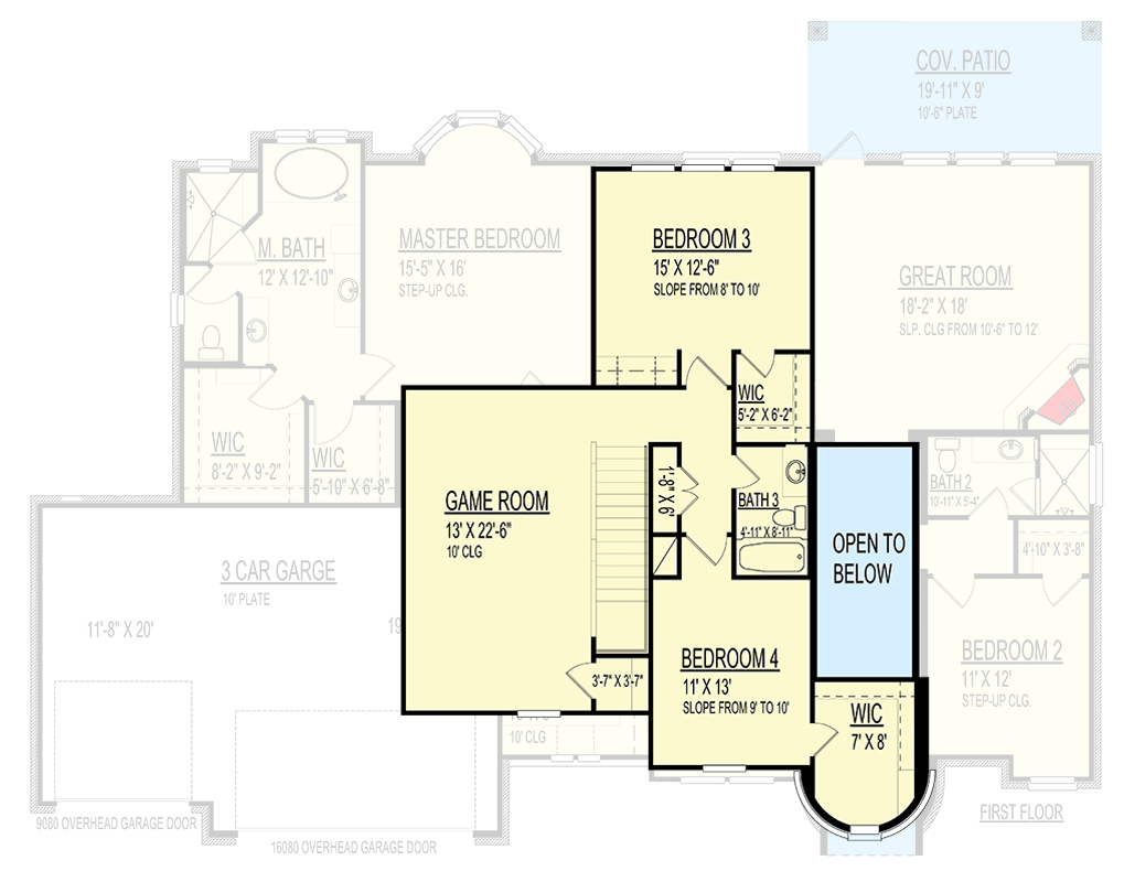 Plan 264044KMD: 4 Bed House Plan with Rounded Turret Covered Entry - 3260 Sq Ft - Floor Plan - 2nd Floor - European