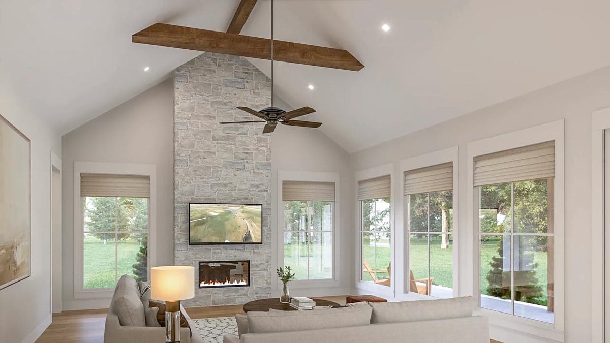 Plan 51957HZ: 3-Bed Transitional Modern Farmhouse Plan with Home Office and Vaulted Master Suite - Image #5 - Country, Modern Farmhouse, New American, Traditional, Transitional