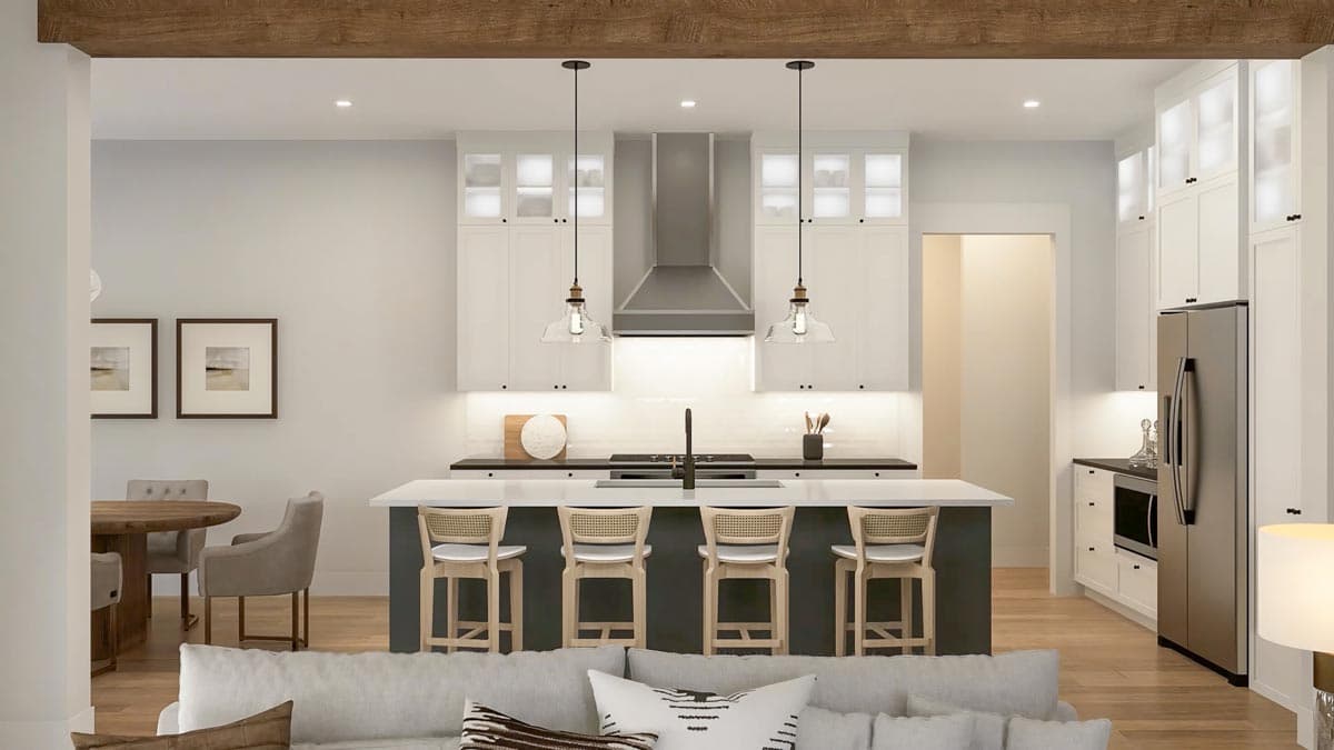 Plan 51957HZ: 3-Bed Transitional Modern Farmhouse Plan with Home Office and Vaulted Master Suite - Image #6 - Country, Modern Farmhouse, New American, Traditional, Transitional