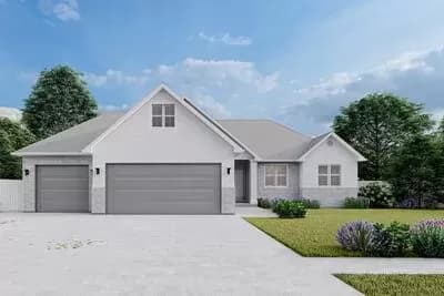3 Bed Ranch House Plan with Bonus Above 3-Car Garage - 2053 Sq Ft