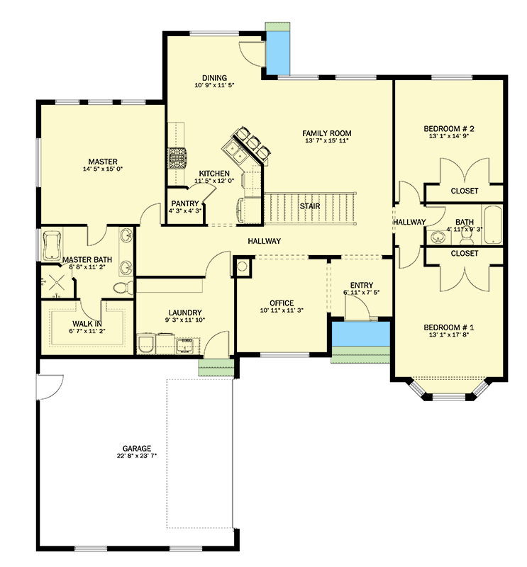 Plan 61487UT: 3-Bed Ranch House Plan with Lower Level Expansion - 2007 Sq Ft - Floor Plan - Main Level - Ranch, Traditional