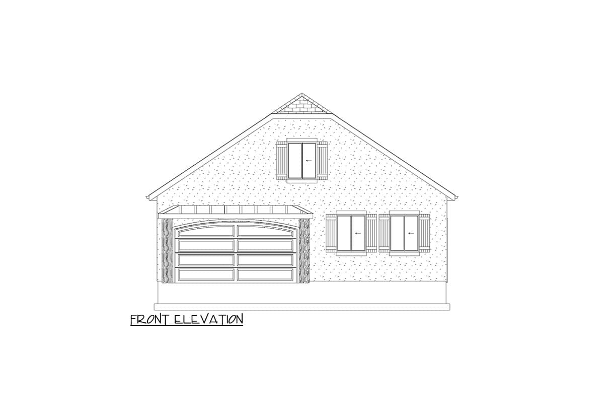 Plan 61489UT: Casita with 2-Car Garage and Finished Flex Space - 1159 Sq Ft - Image #8 - Contemporary, Vacation