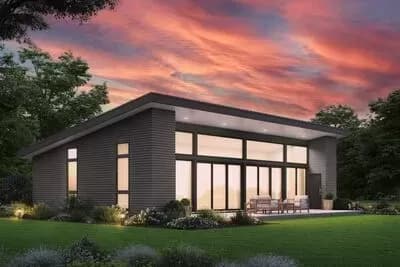 MId-Century Modern House Plan with Dramatic Views in Back - 1268 Sq Ft