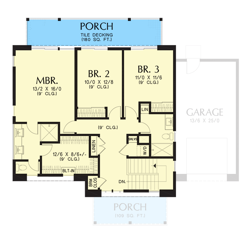 Plan 69847AM: 2-Story Modern House Plan with Flex Room - 2113 Sq Ft - Floor Plan - 2nd Floor - Contemporary, Modern