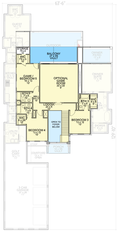 Plan 36698TX: Contemporary Hill Country House Plan with 3-Car Courtyard-Entry Garage - 4145 Sq Ft - Floor Plan - 2nd Floor - Hill Country, New American, Transitional