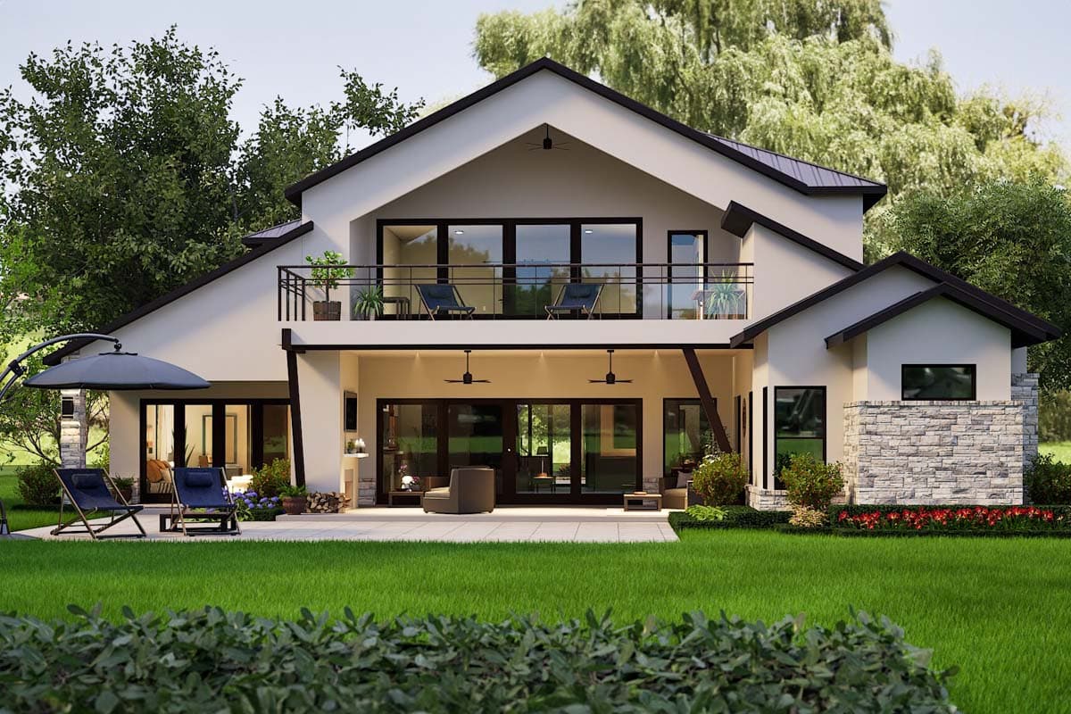 Plan 36698TX: Contemporary Hill Country House Plan with 3-Car Courtyard-Entry Garage - 4145 Sq Ft - Image #5 - Hill Country, New American, Transitional