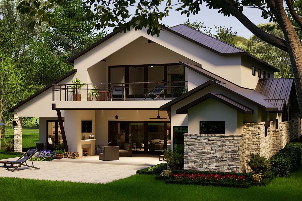 Plan 36698TX: Contemporary Hill Country House Plan with 3-Car Courtyard-Entry Garage - 4145 Sq Ft - Image #6 - Hill Country, New American, Transitional