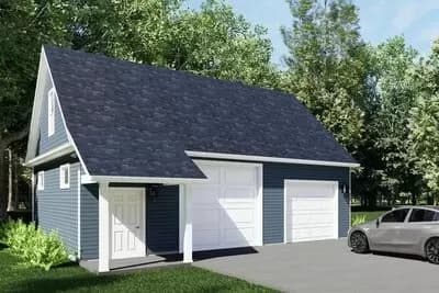 1080 Square Foot Detached Garage with Half Bath and Storage Above