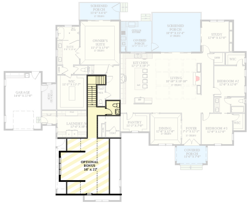 Plan 46512LA: 3-Bed New American House Plan with Split Garage and Outdoor Kitchen - 3070 Sq. Ft. - Floor Plan - 2nd Floor - Country, New American, Traditional