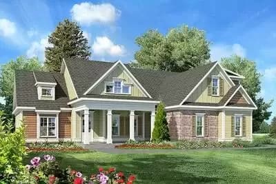 Traditional 3 Bedroom House Plan with Bonus Room Above 2-Car Garage - 1763 Sq Ft