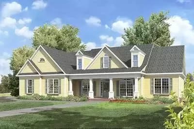 Country Ranch Home Plan with Wonderful Front Porch