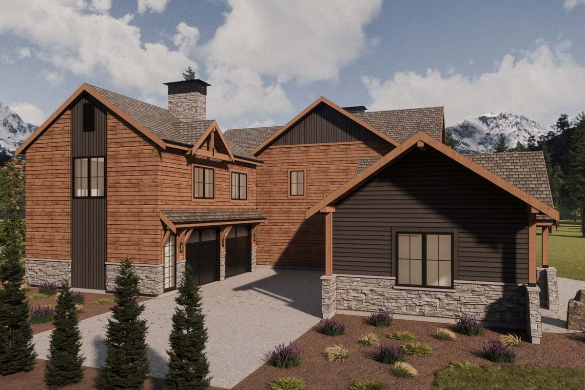 Plan 330016WLE: Rustic Mountain House Plan ADU Above Garage - 5643 Sq Ft - Image #4 - Craftsman, Mountain, New American, Rustic, Transitional