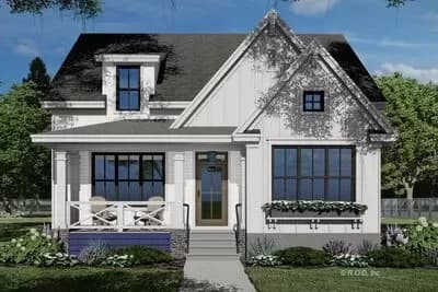 3-Bed New American House Plan with 2-Car Rear-Facing Garage - 2454 Sq Ft