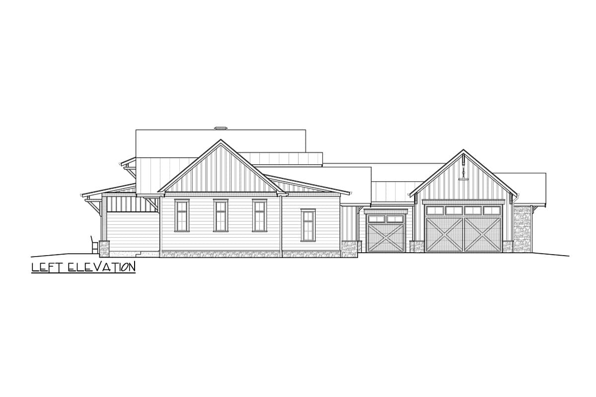 Plan 23957JD: Mountain Craftsman House Plan with 3-Car Courtyard-Entry Garage - 3245 Sq Ft - Image #4 - Country, Craftsman, Farmhouse, Mountain