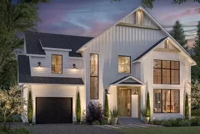 New American Modern Farmhouse House Plan with Home Office and Upstairs Laundry - 1845 Sq Ft