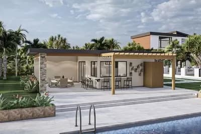 Mid-Century Modern Pool House Plan - 449 Sq Ft