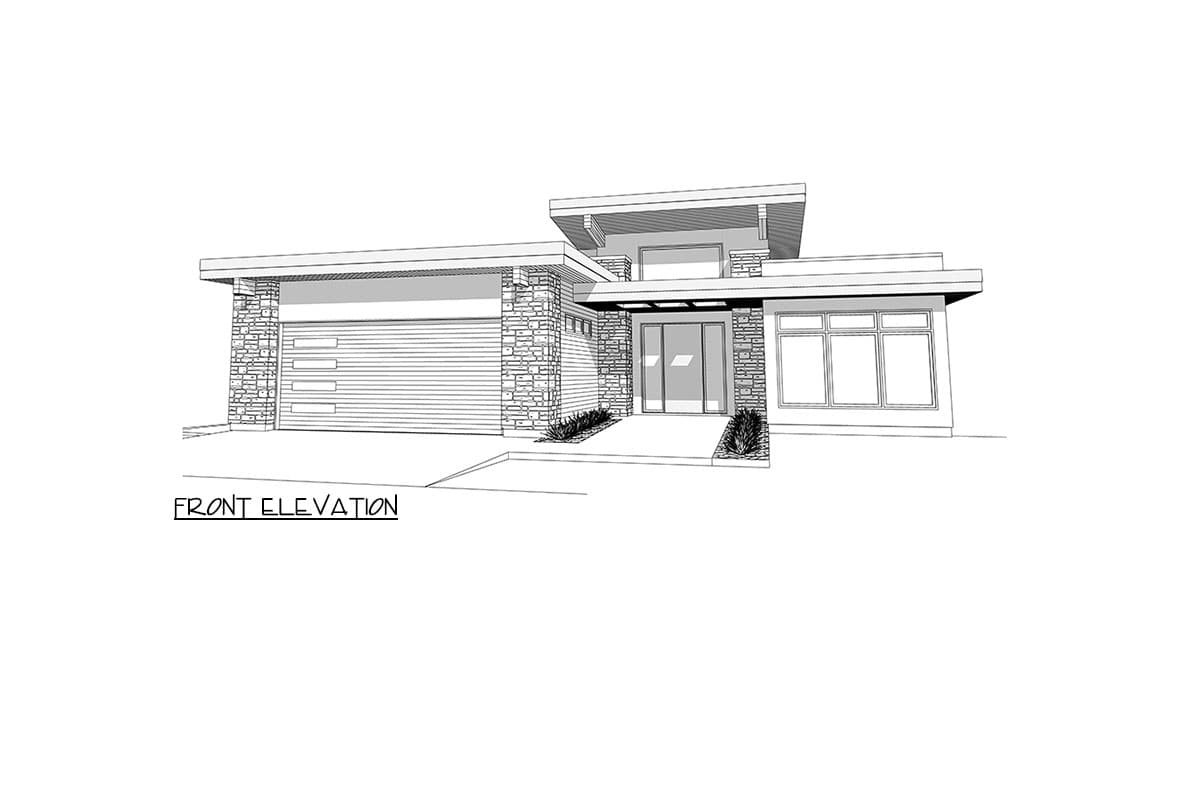 Plan 144112UPR: 3-Bed Mid-Century Modern House Plan with Walkout Basement - 3430 Sq Ft - Image #11 - Contemporary, Mid Century Modern, Modern