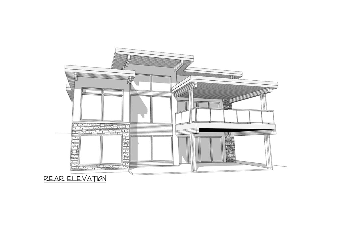 Plan 144112UPR: 3-Bed Mid-Century Modern House Plan with Walkout Basement - 3430 Sq Ft - Image #12 - Contemporary, Mid Century Modern, Modern