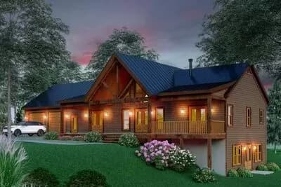Rustic Ranch House Plan for a Side-Sloping Lot - 1421 Sq Ft