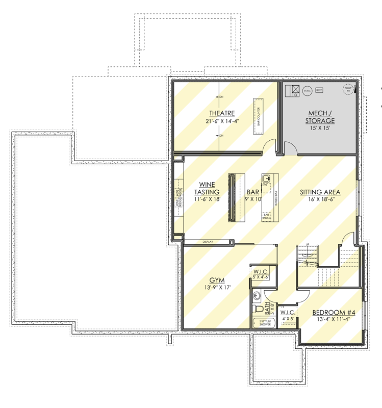 Plan 81833AB: Transitional House Plan with Flex Room and Lower Level Expansion - 4886 Sq Ft - Floor Plan - Optionally Finished Lower Level - Northwest, Prairie, Transitional