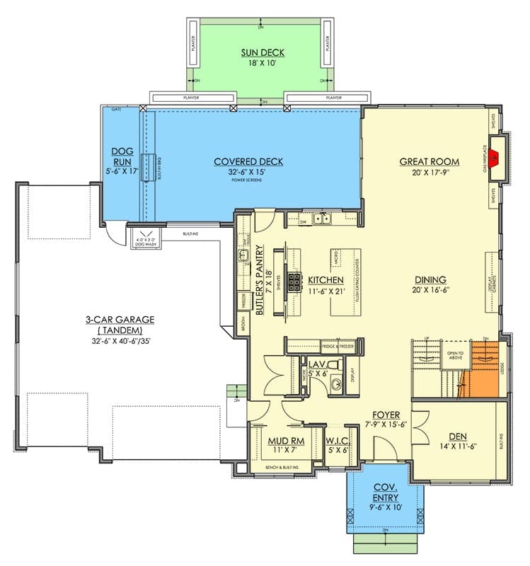 Plan 81833AB: Transitional House Plan with Flex Room and Lower Level Expansion - 4886 Sq Ft - Floor Plan - Main Level - Northwest, Prairie, Transitional