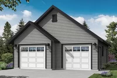 3-Car Detached Garage with Barn Door Enclosed Shop Space - 1002 Sq Ft