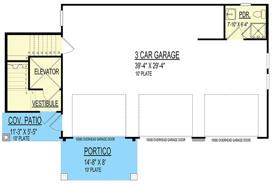 Plan 264053KMD: European-Style 3-Car Garage Apartment - 1128 Sq Ft - Floor Plan - Main Level - European, Mediterranean