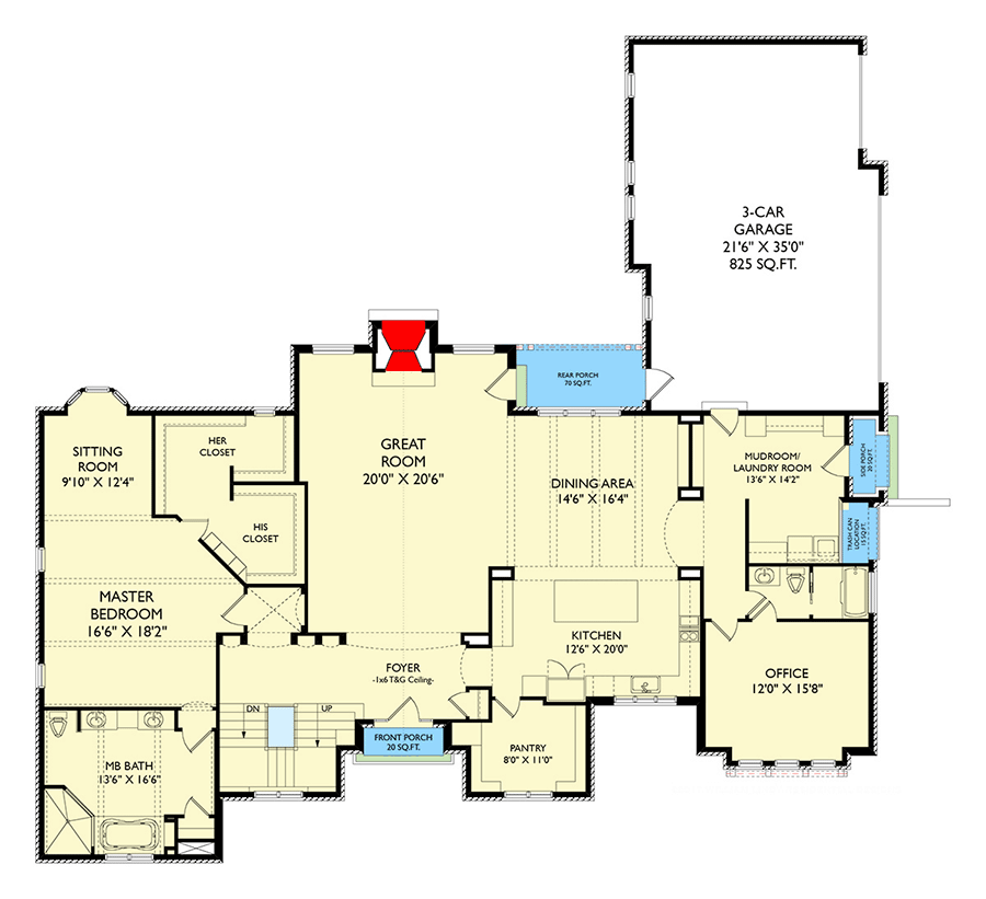Plan 29929LDG: Luxury House Plan with Two Master Suites - 5655 Sq Ft - Floor Plan - Main Level - European, Traditional
