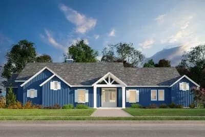 One-Story House Plan with Board and Batten Exterior and 3 Beds Inside - 2469 Sq Ft
