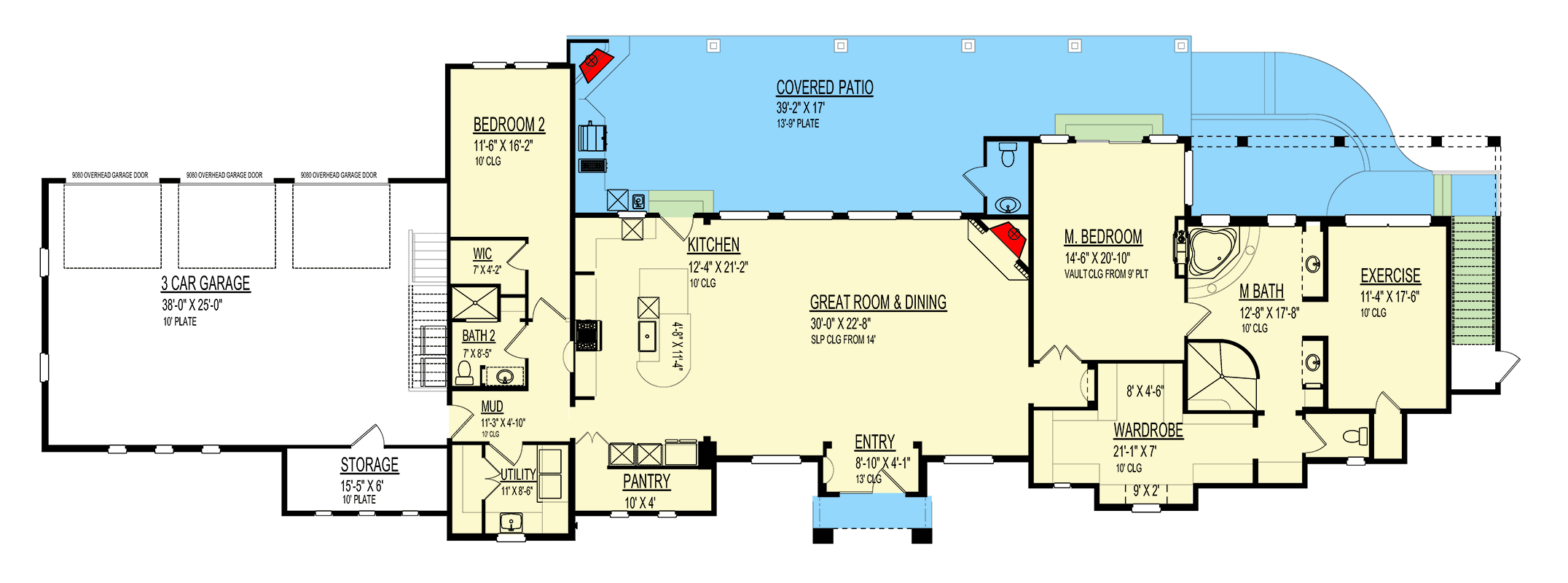 Plan 264061KMD: Tuscan House Plan with Second Floor Casita with Balcony - 3345 Sq Ft - Floor Plan - Main Level - European, Tuscan
