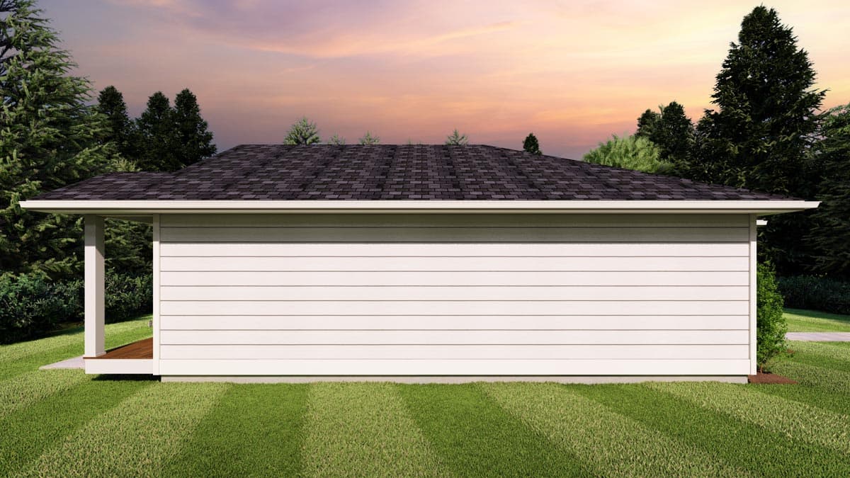 Plan 67821MG: ADU Cottage with Gabled Front Porch - 744 Square Feet - Image #4 - Cottage, Country, Modern Farmhouse, Ranch, Vacation