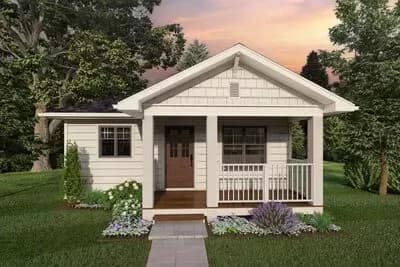 ADU Cottage with Gabled Front Porch - 744 Square Feet