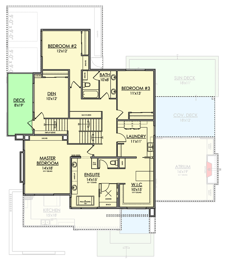 Plan 81834AB: Mid-Century Modern House Plan with 3 Upstairs Bedrooms - 3528 Sq Ft - Floor Plan - 2nd Floor - Mid Century Modern, Modern