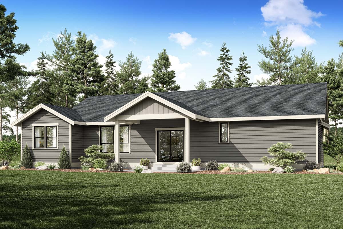 Plan 280201JWD: Craftsman House Plan with 3 Clustered Bedrooms - 1521 Sq Ft - Image #4 - Craftsman, Ranch