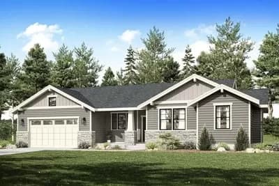 Craftsman House Plan with 3 Clustered Bedrooms - 1521 Sq Ft