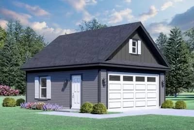 2-Car Detached Garage Plan with Single Overhead Door - 575 Sq Ft