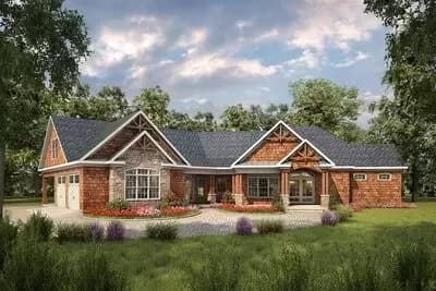Angled Craftsman House Plan with Bonus Expansion - 2650 Sq Ft